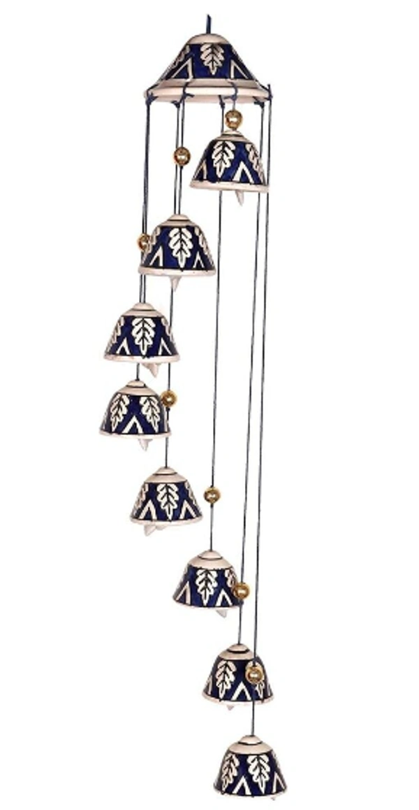  RAJ ROYAL Handcrafted 8 Bells Blue Mughal Painting  Ceramic Wind Chimes -   8 Bells, Blue Color, Ceramic, Mugal Painting, Pack of 1